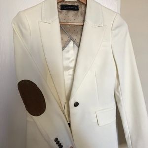 SOLD Zara Cream Blazer Jacket Leather Elbow Patch